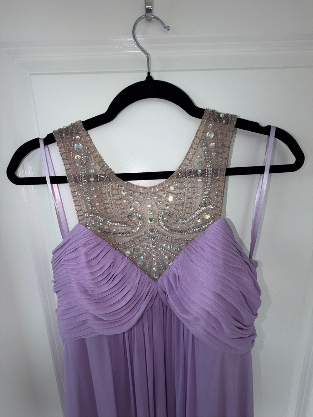 Xscape Lavender Beaded Embellished Chiffon Formal Maxi Dress Size 14 - Picture 3 of 6